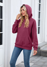Textured Hooded Casual Sweatshirt with Front Pocket